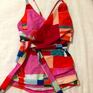 Nani swimwear kaleidoscope wrap tie tankini. Size small. NWOT